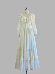 1970s Gunne Sax Dress - Cream