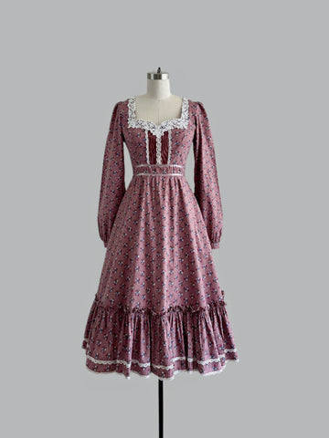 1970s Gunne Sax Dress - Rosy Mocha Floral