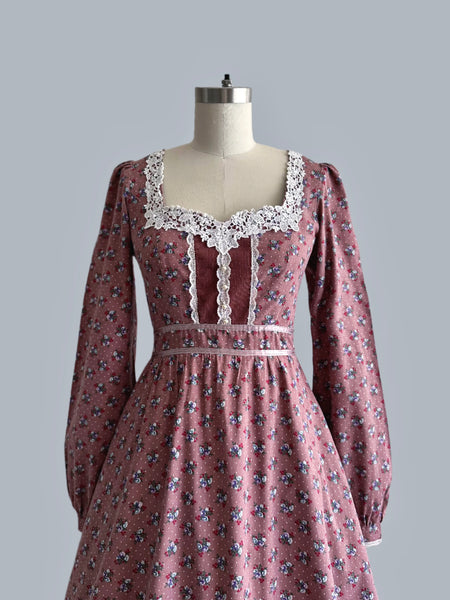 1970s Gunne Sax Dress - Rosy Mocha Floral