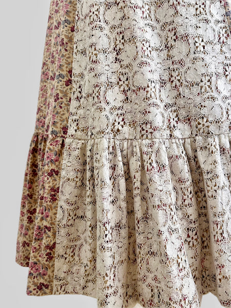 1970s Maxi Dress -  Vintage Lace & Flowers