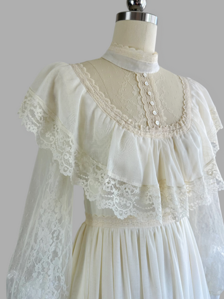 1970s Gunne Sax Dress - Cream