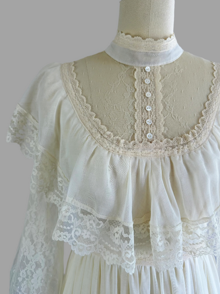 1970s Gunne Sax Dress - Cream