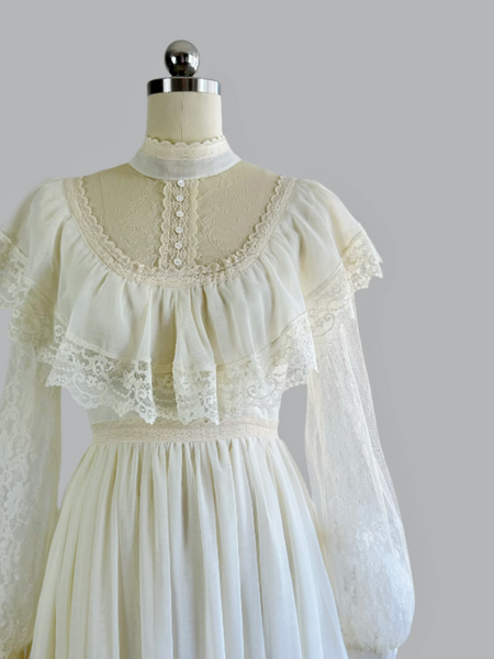 1970s Gunne Sax Dress - Cream