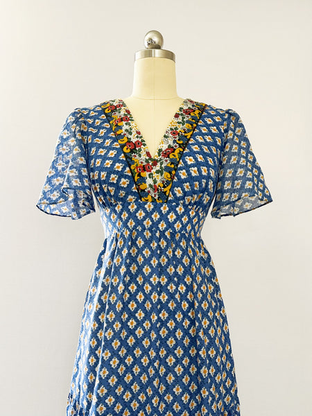 1970s Daphne Serenity Blue Dress