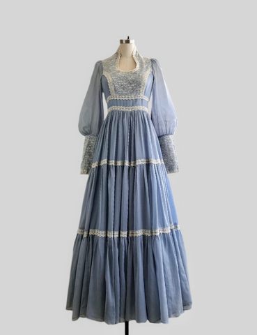 1970s Gunne Sax Maxi - Winter Blue