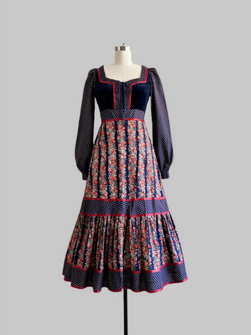 1970s  Gunne Sax Dress - Cabbage Rose